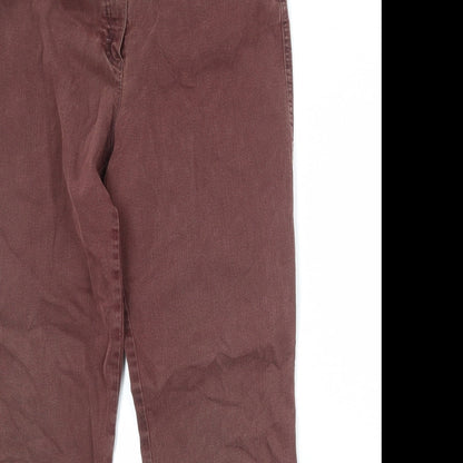 BRAX Womens Red Cotton Straight Jeans Size 14 Regular Zip