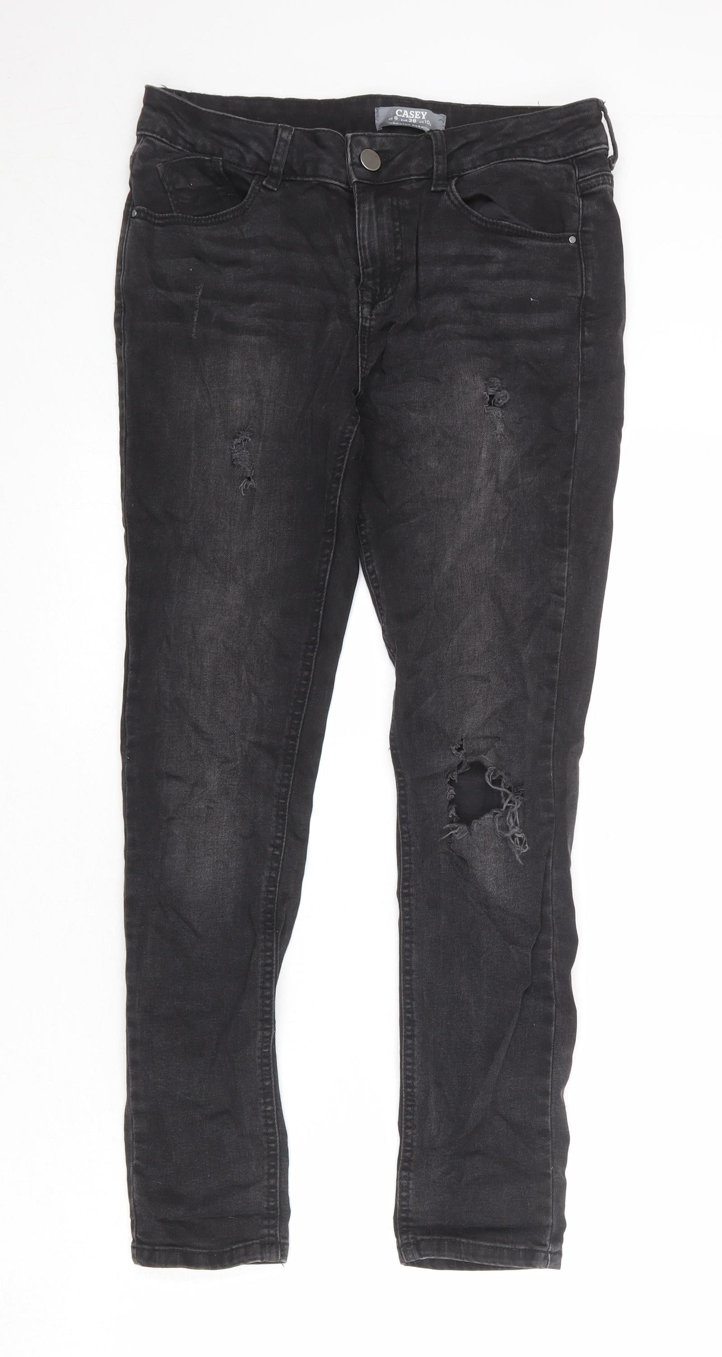 Dorothy Perkins Womens Grey Cotton Skinny Jeans Size 10 Regular Zip