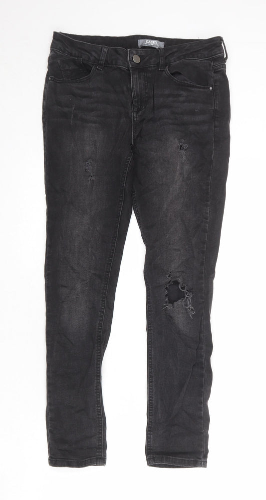 Dorothy Perkins Womens Grey Cotton Skinny Jeans Size 10 Regular Zip