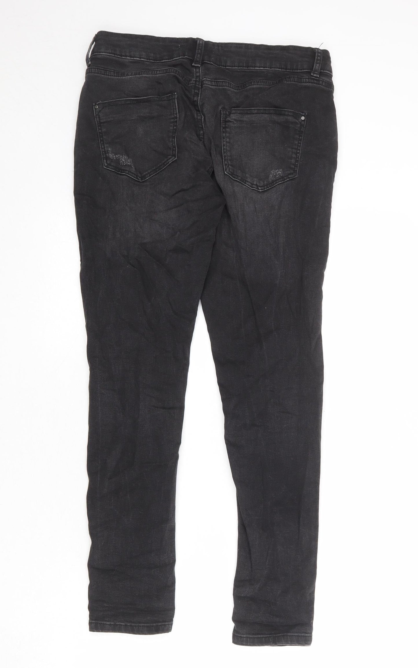 Dorothy Perkins Womens Grey Cotton Skinny Jeans Size 10 Regular Zip