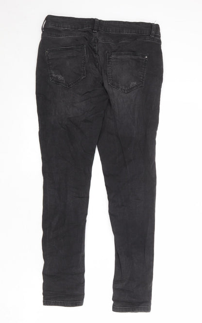 Dorothy Perkins Womens Grey Cotton Skinny Jeans Size 10 Regular Zip