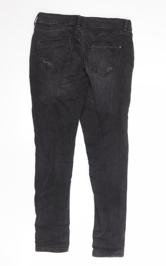 Dorothy Perkins Womens Grey Cotton Skinny Jeans Size 10 Regular Zip