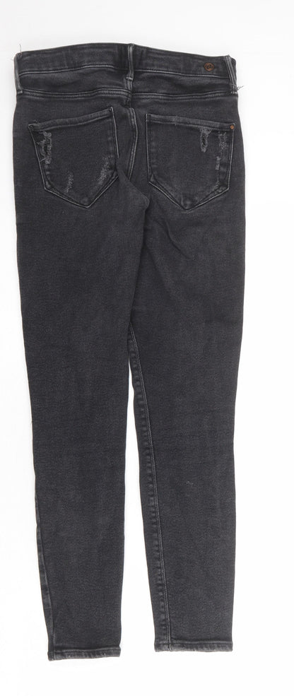 Topshop Womens Grey Cotton Skinny Jeans Size 12 Regular Zip