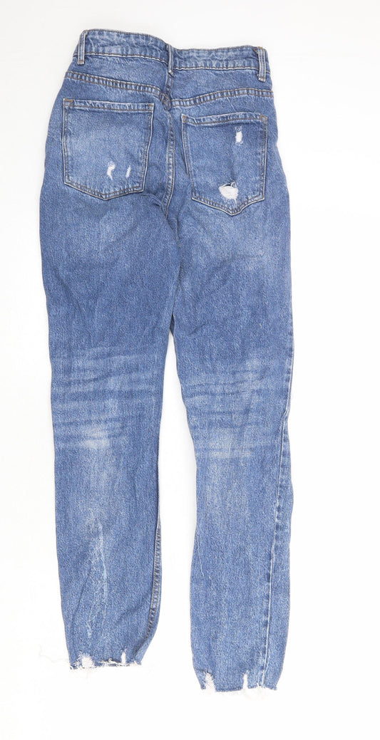 Denim & Co. Womens Blue Cotton Straight Jeans Size 6 Regular Zip