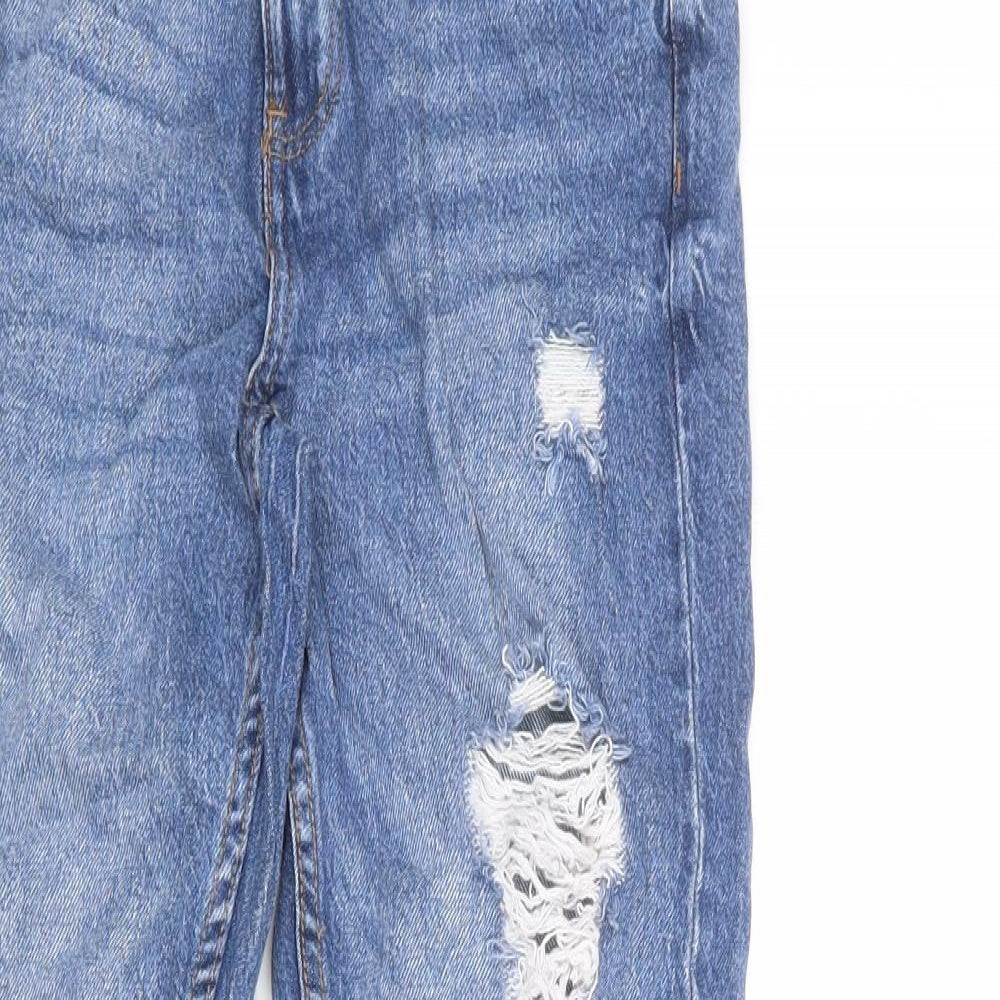 Denim & Co. Womens Blue Cotton Straight Jeans Size 6 Regular Zip