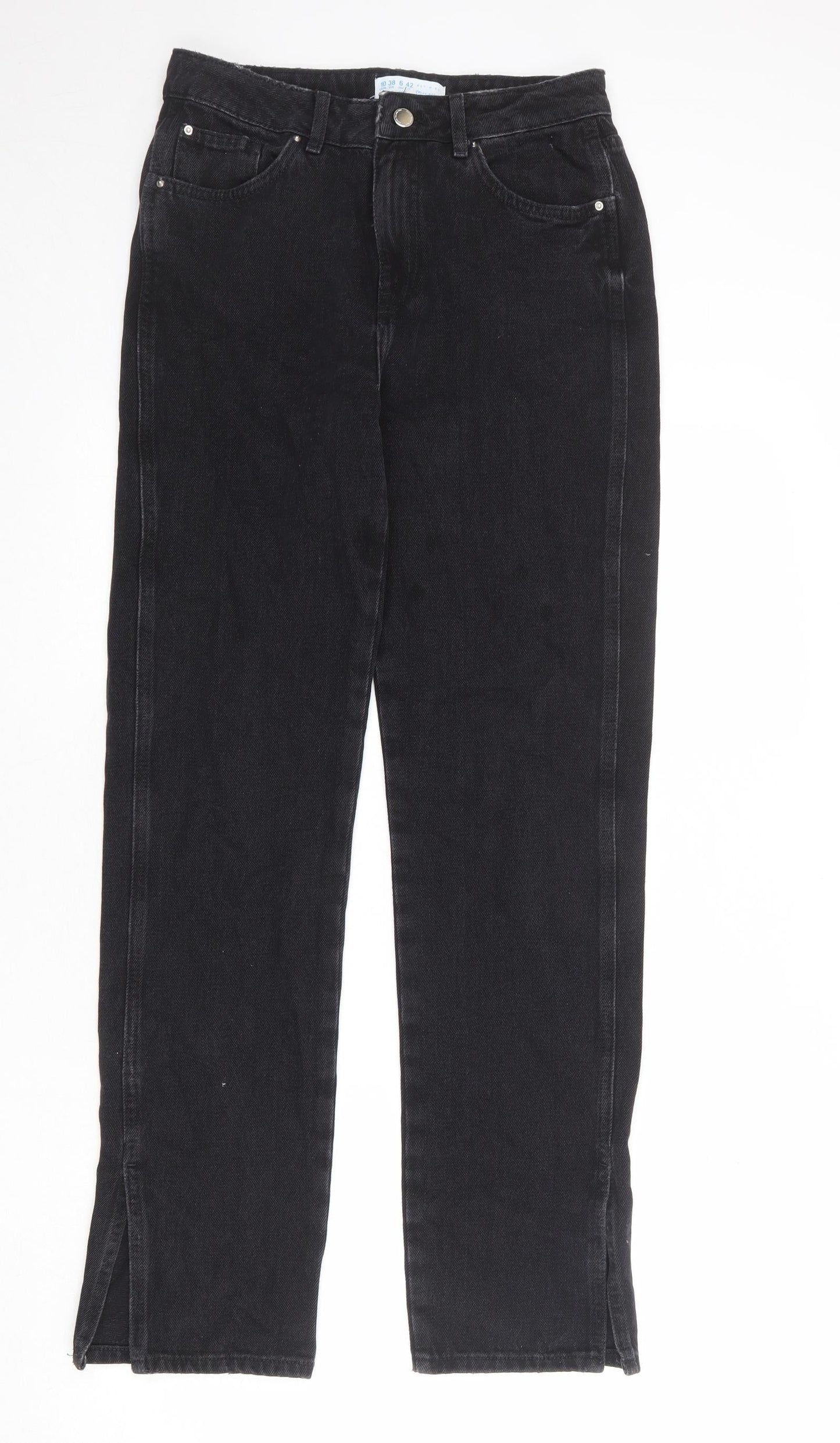 Denim & Co. Womens Black Cotton Straight Jeans Size 10 Regular Zip