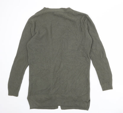 Son of Stag Womens Green V-Neck Acrylic Cardigan Jumper Size S