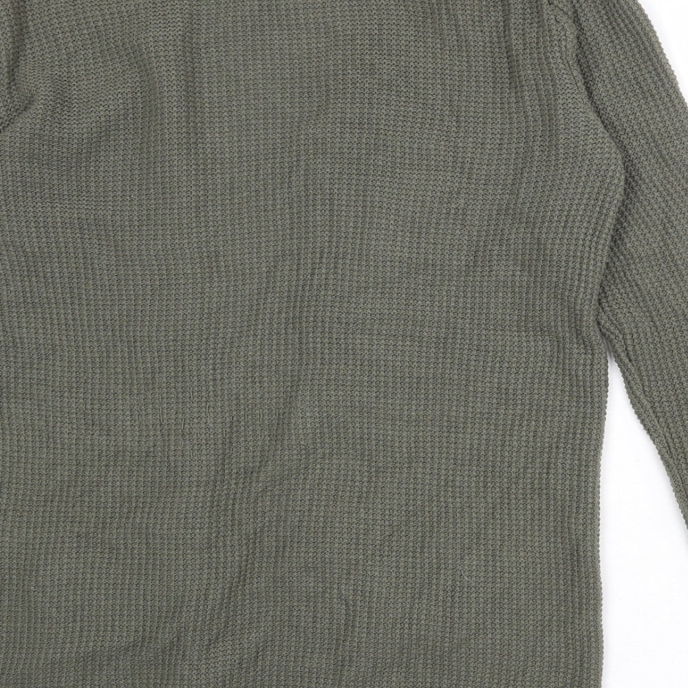 Son of Stag Womens Green V-Neck Acrylic Cardigan Jumper Size S