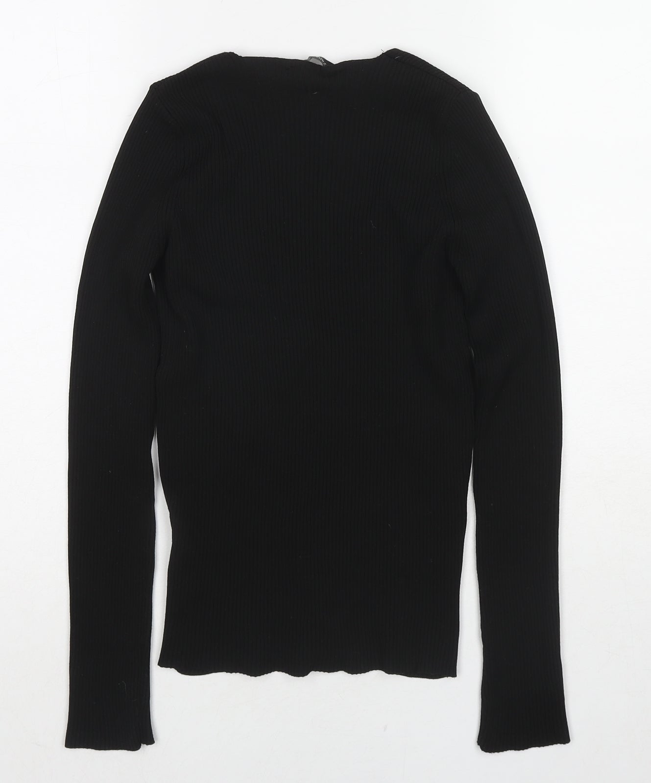 Womens UK Size S Zara Black Basic T-Shirt