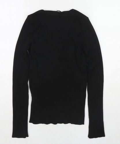 Womens UK Size S Zara Black Basic T-Shirt