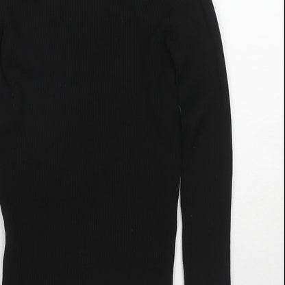 Womens UK Size S Zara Black Basic T-Shirt