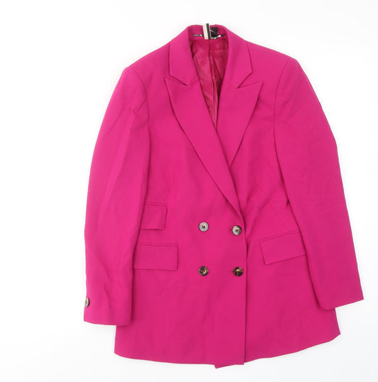Topshop Womens Pink Polyester Jacket Suit Jacket Size 4