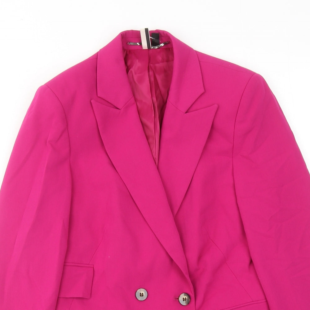 Topshop Womens Pink Polyester Jacket Suit Jacket Size 4
