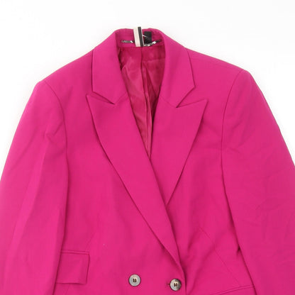 Topshop Womens Pink Polyester Jacket Suit Jacket Size 4