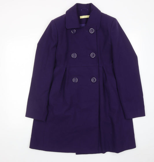Agenda Womens Purple Pea Coat Coat Size 14 Button