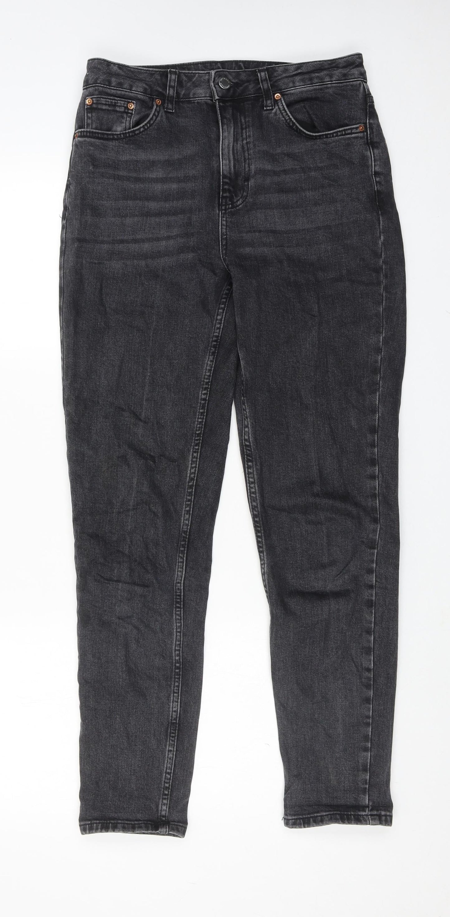 Topshop Womens Grey Cotton Skinny Jeans Size 28 L32 in Regular Zip