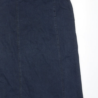 Signature Womens Blue Cotton A-Line Skirt Size S Zip