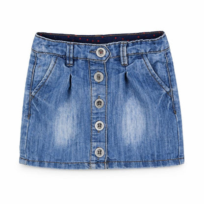 NEXT Girls Blue Cotton Mini Skirt Size 6 Years Regular Button