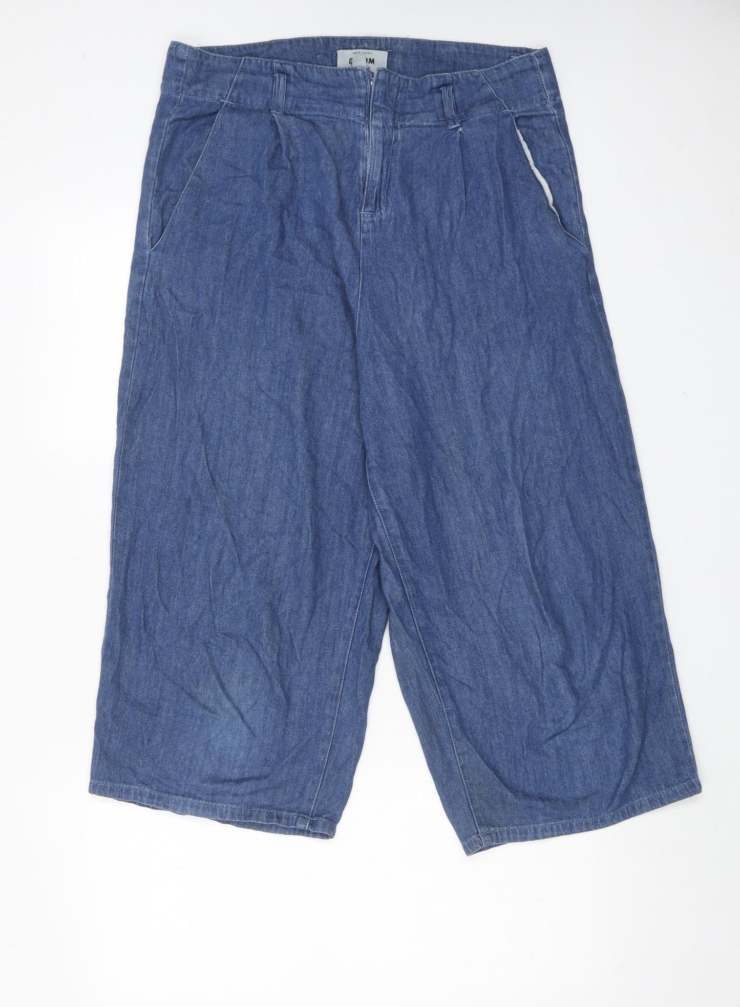 New Look Womens Blue Cotton Straight Jeans Size 14 Regular Zip