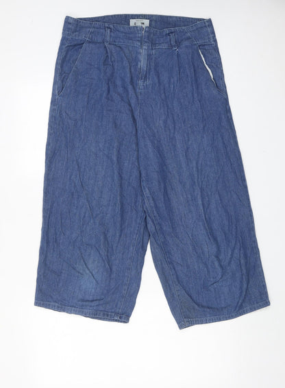 New Look Womens Blue Cotton Straight Jeans Size 14 Regular Zip