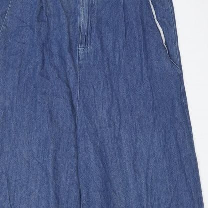 New Look Womens Blue Cotton Straight Jeans Size 14 Regular Zip