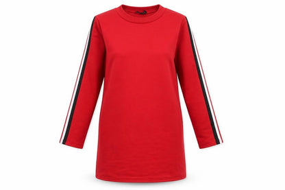 I SAW IT FIRST Womens Red Polyester Jumper Dress Size 6 Crew Neck Pullover - Side Stripe Detail