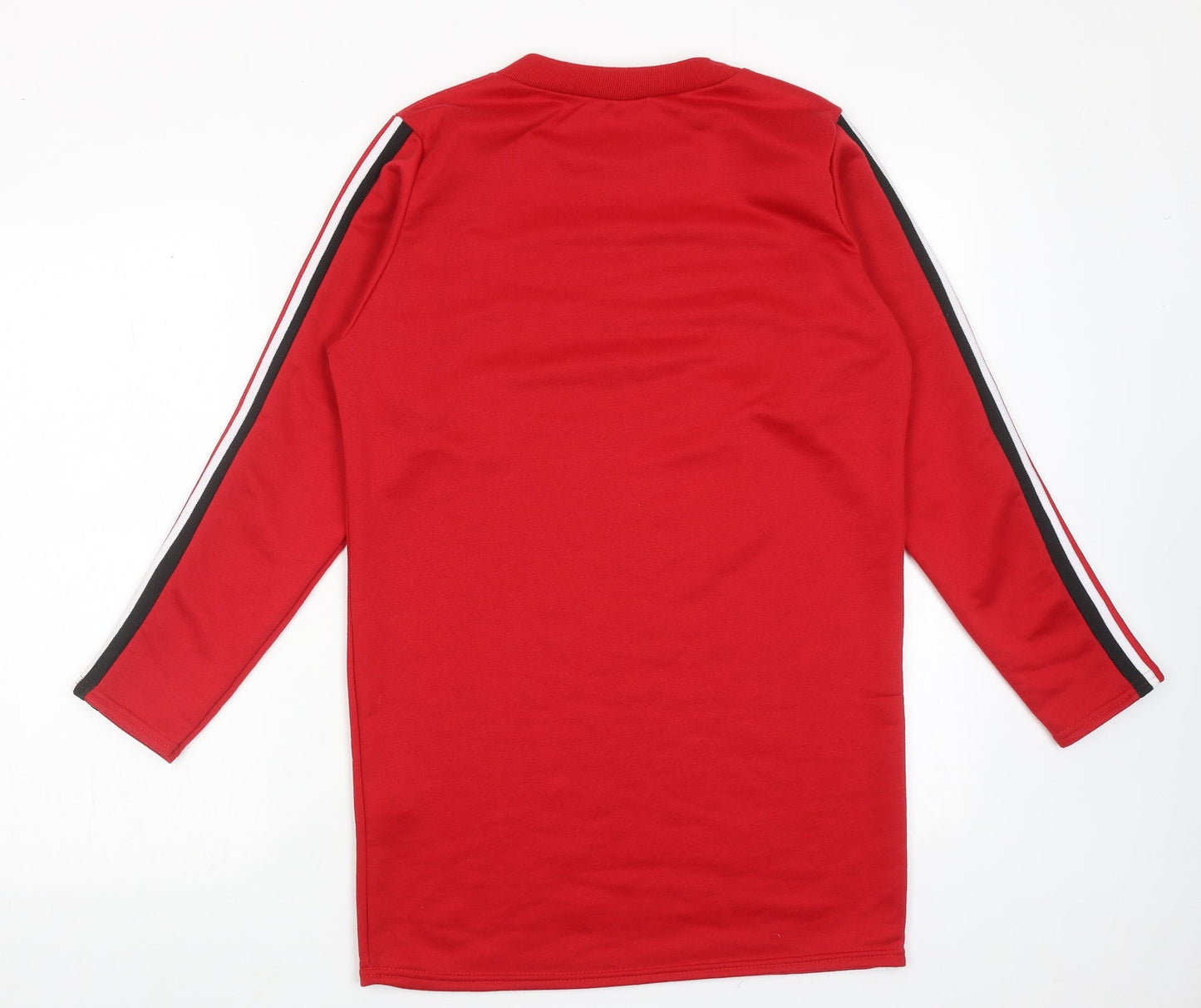I SAW IT FIRST Womens Red Polyester Jumper Dress Size 6 Crew Neck Pullover - Side Stripe Detail