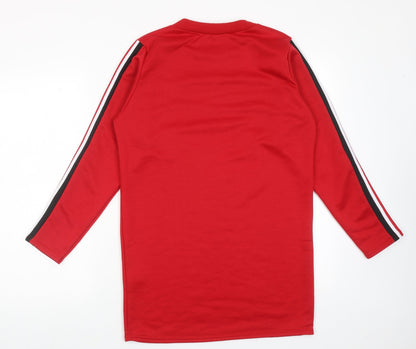 I SAW IT FIRST Womens Red Polyester Jumper Dress Size 6 Crew Neck Pullover - Side Stripe Detail