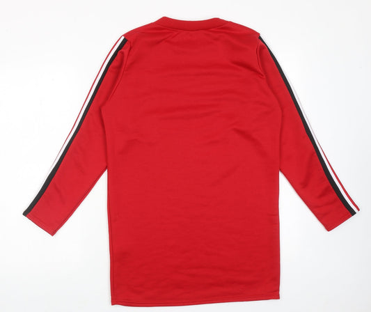 I SAW IT FIRST Womens Red Polyester Jumper Dress Size 6 Crew Neck Pullover - Side Stripe Detail