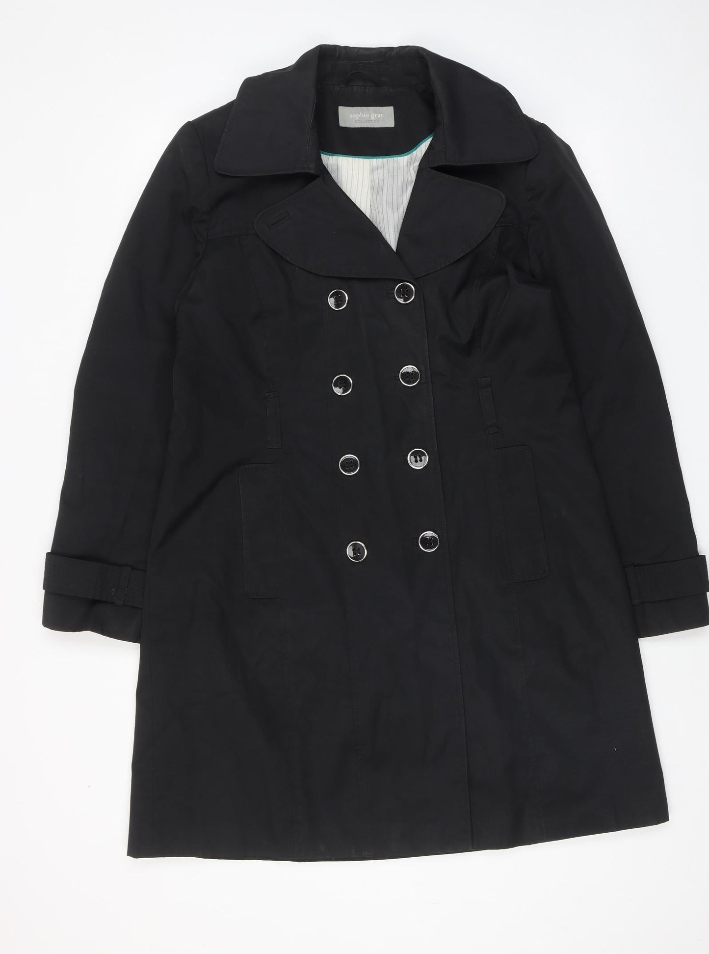 Womens UK Size 14 Sophie Gray Black Trench Coat