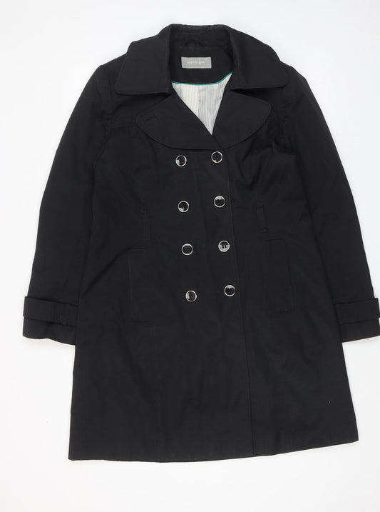 Womens UK Size 14 Sophie Gray Black Trench Coat
