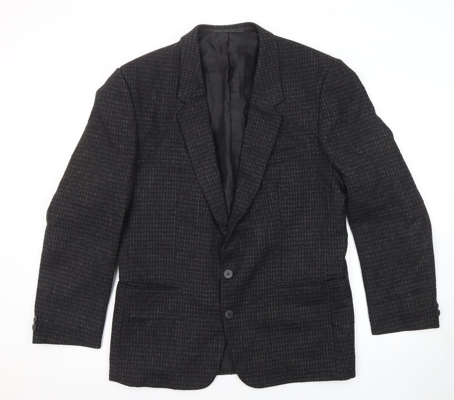 Nico Mens Black Geometric Wool Jacket Blazer Size 40 Regular