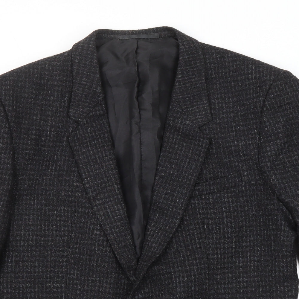 Nico Mens Black Geometric Wool Jacket Blazer Size 40 Regular