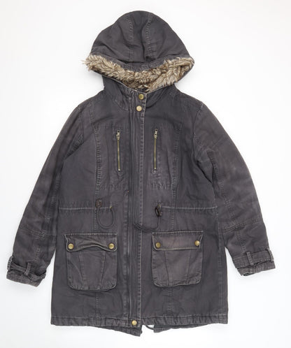Marks and Spencer Womens Grey Parka Jacket Size 12 Zip