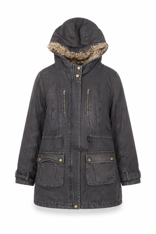 Marks & Spencer Womens Grey Parka Jacket Size 12 Zip