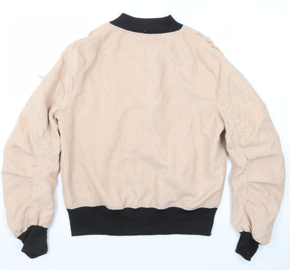Womens UK Size 10 PRETTYLITTLETHING Beige Bomber Jacket