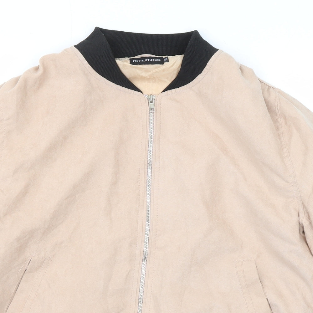 Womens UK Size 10 PRETTYLITTLETHING Beige Bomber Jacket