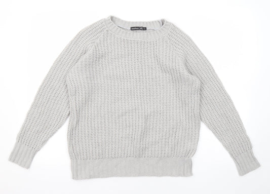Boohoo Womens Grey Round Neck Acrylic Pullover Jumper Size S