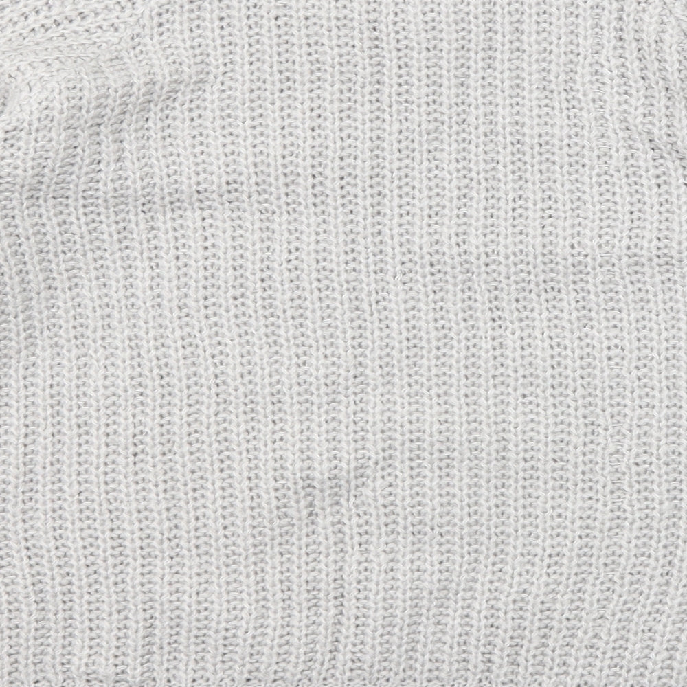 Boohoo Womens Grey Round Neck Acrylic Pullover Jumper Size S