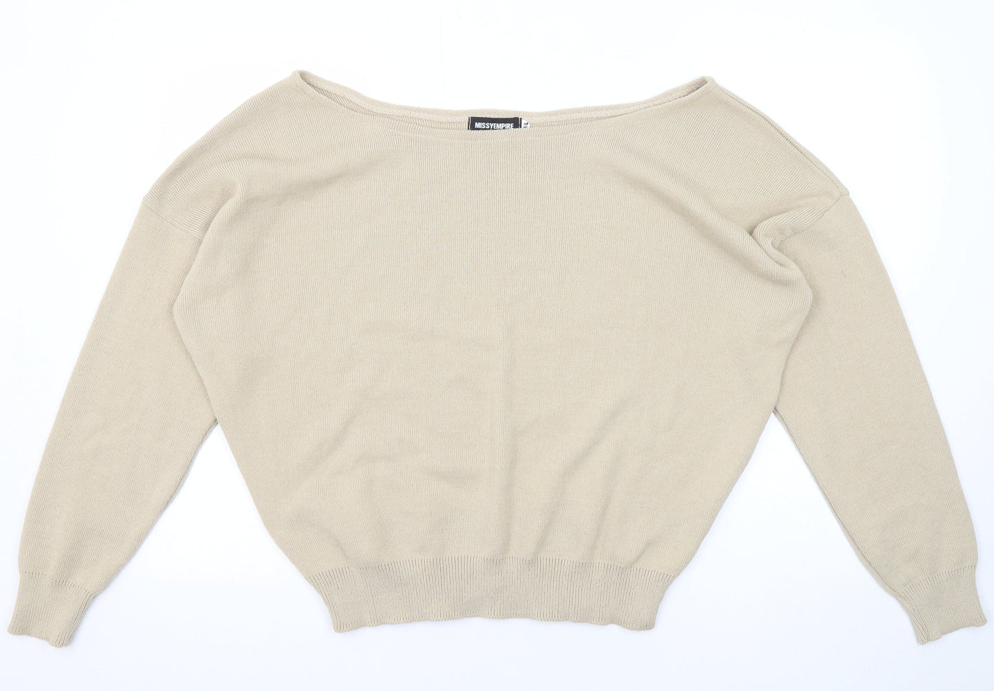 Missyempire Womens Beige Boat Neck Acrylic Pullover Jumper Size M - Size M-L
