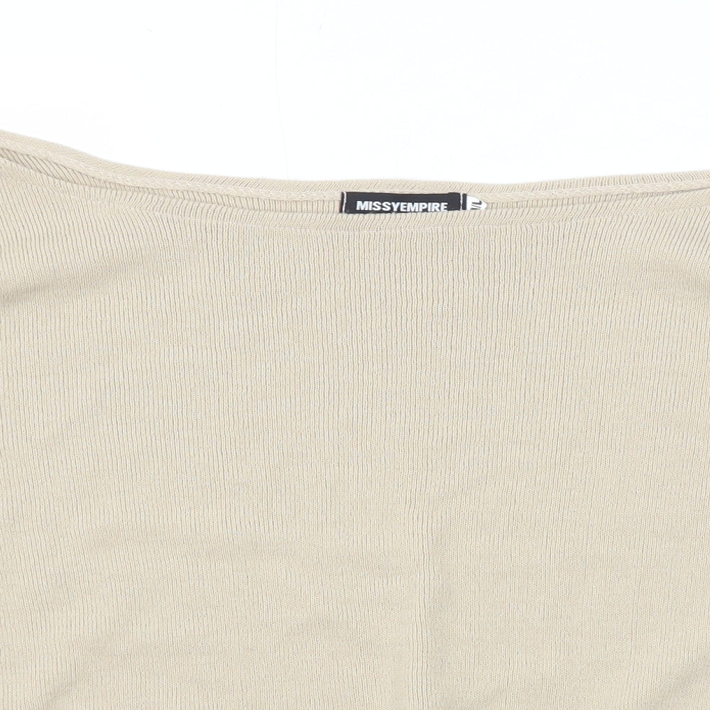 Missyempire Womens Beige Boat Neck Acrylic Pullover Jumper Size M - Size M-L