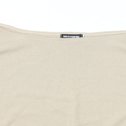 Missyempire Womens Beige Boat Neck Acrylic Pullover Jumper Size M - Size M-L