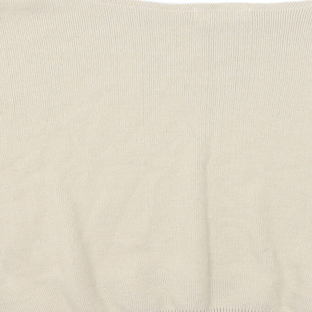 Missyempire Womens Beige Boat Neck Acrylic Pullover Jumper Size M - Size M-L