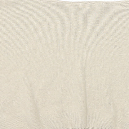 Missyempire Womens Beige Boat Neck Acrylic Pullover Jumper Size M - Size M-L