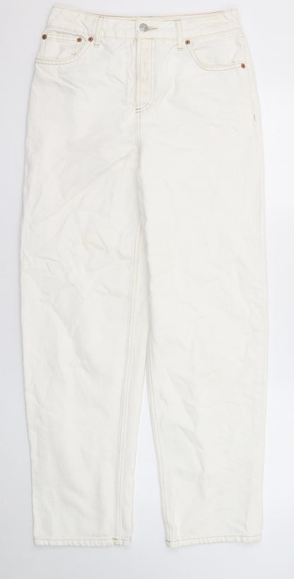 Topshop Womens White Cotton Straight Jeans Size 26 in L32 in Regular Zip