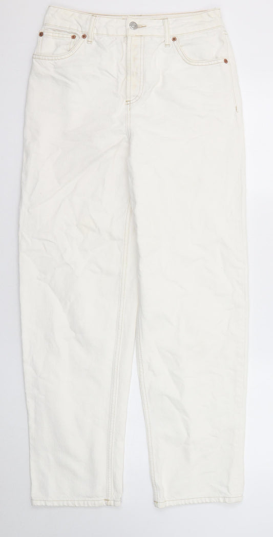 Topshop Womens White Cotton Straight Jeans Size 26 in L32 in Regular Zip