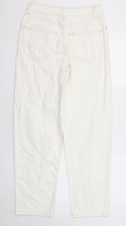 Topshop Womens White Cotton Straight Jeans Size 26 in L32 in Regular Zip