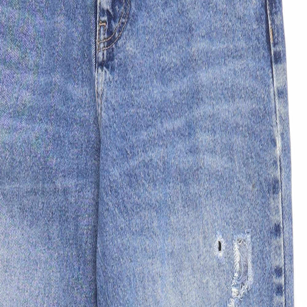 Denim & Co. Womens Blue Cotton Straight Jeans Size 8 Regular Zip