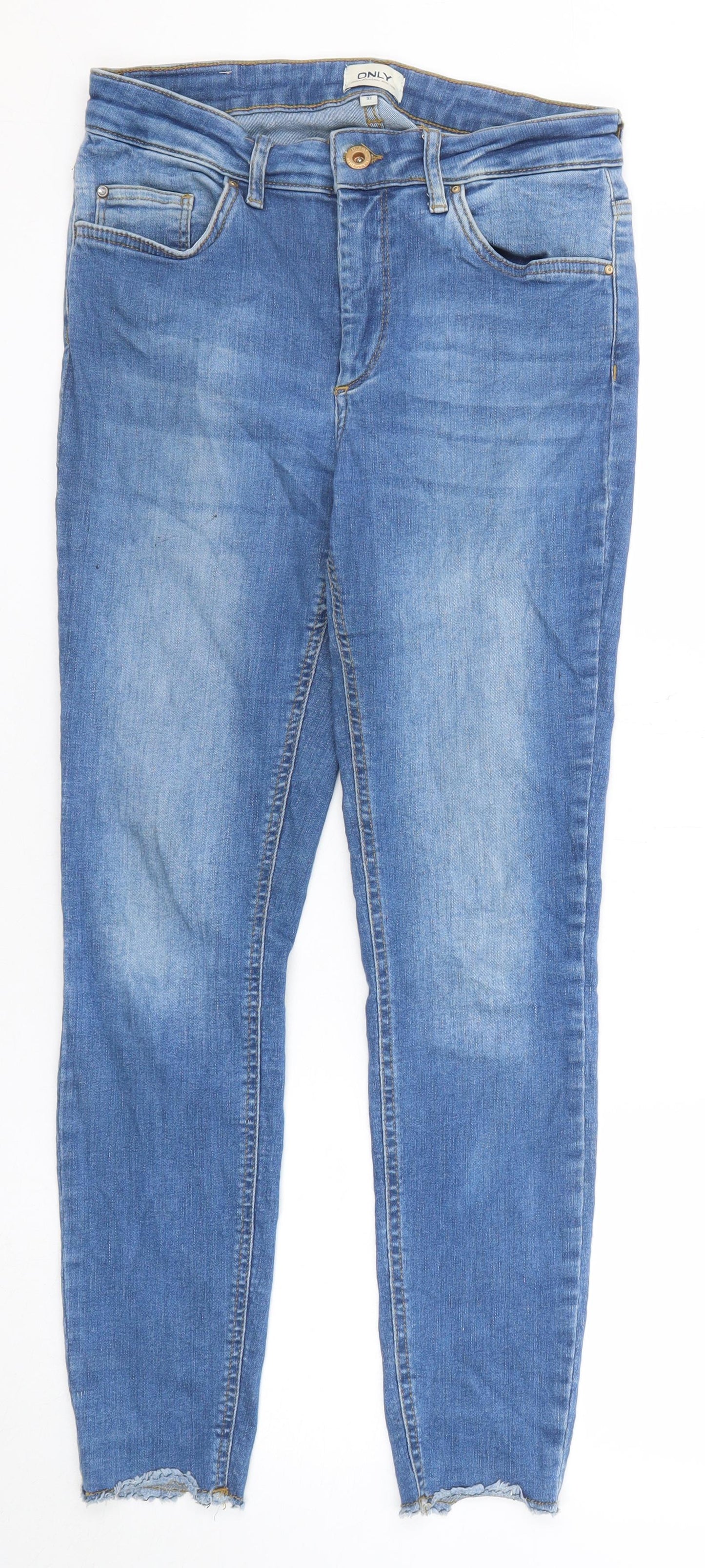 Only Womens Blue Cotton Skinny Jeans Size 32 in Regular Zip