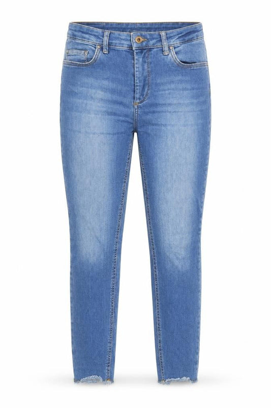Front view of Only women’s blue cotton skinny jeans, size UK 32, in regular zip